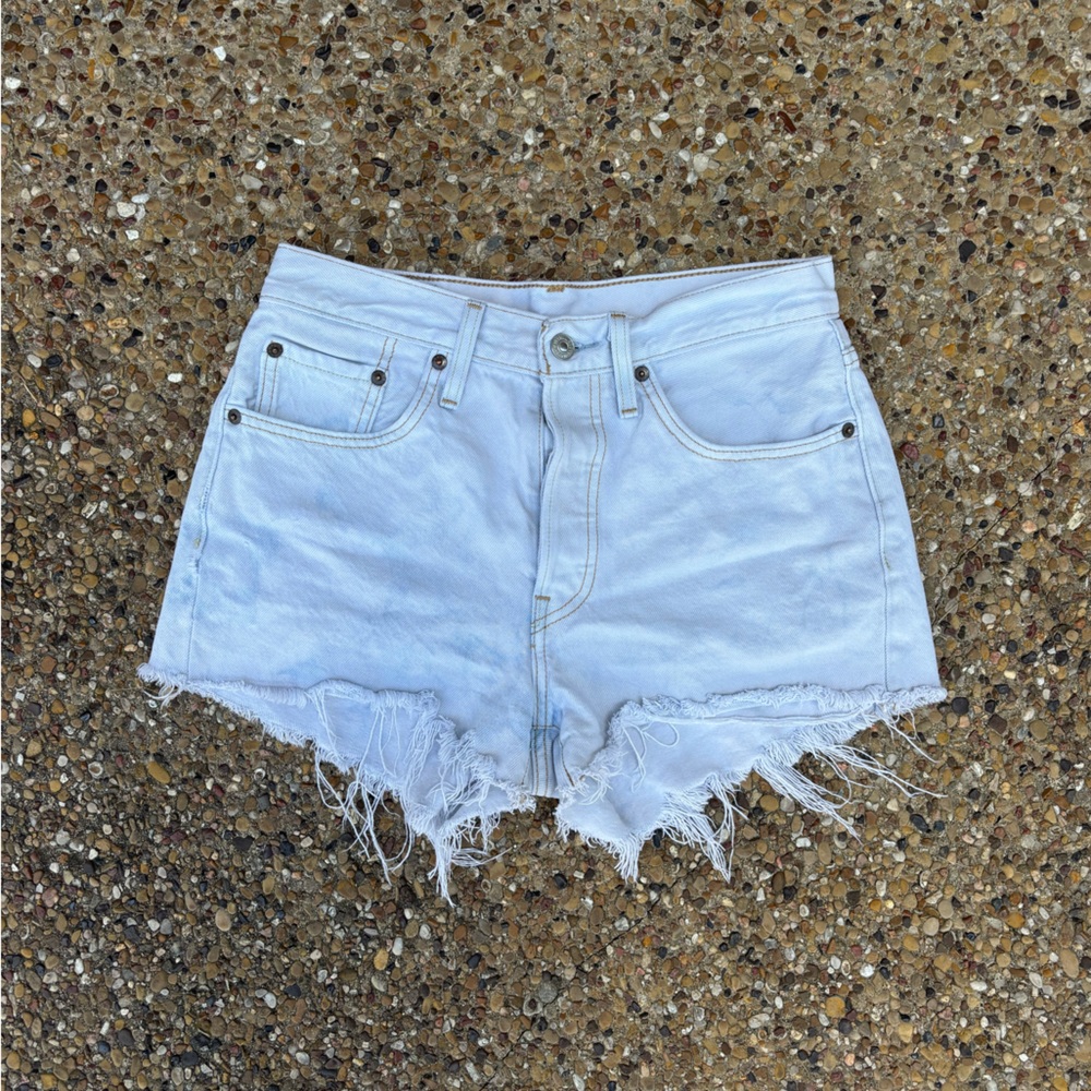 Levi's Women's Light Blue Frayed Jean Shorts